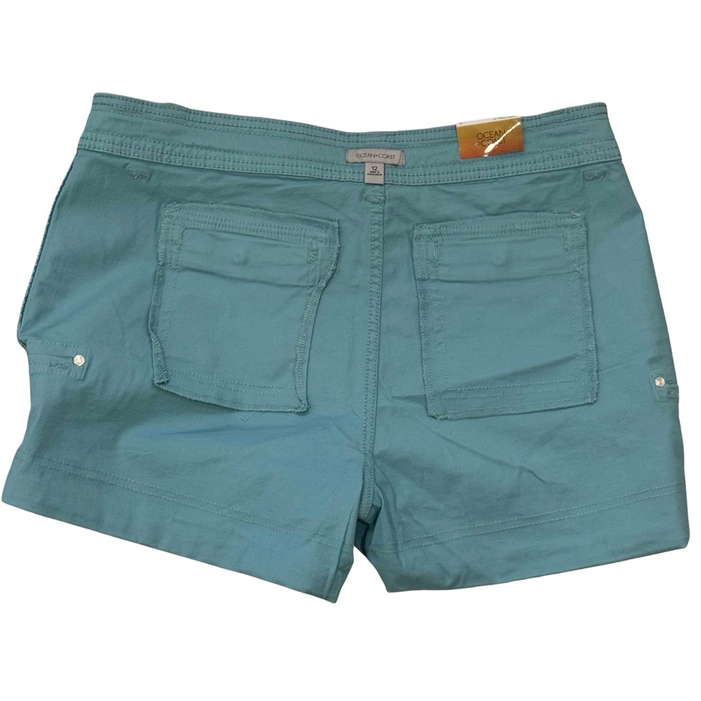 Ocean Coast Stretch Twill Cargo Shorts Women’s 12 Turquoise 3” Inseam NWT - Picture 4 of 8